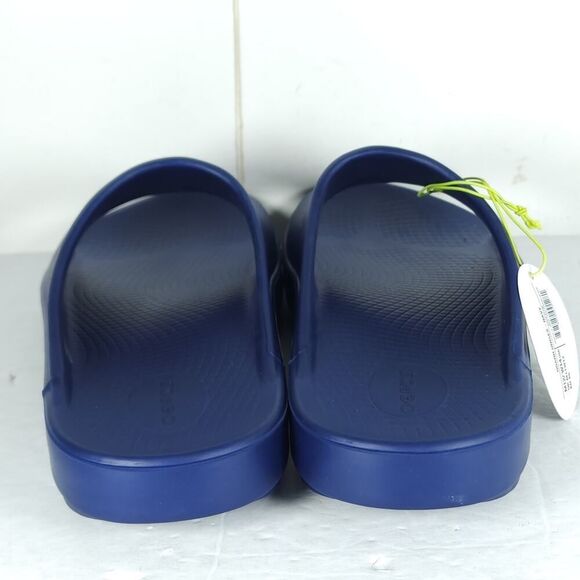 Oofos Men\'s OOahh US12 Navy Blue Beach Walking Recovery Slide Sandals NWT